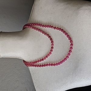 Vintage Marble Pink Plastic Beaded Infinity Necklace 47 Inches 💙